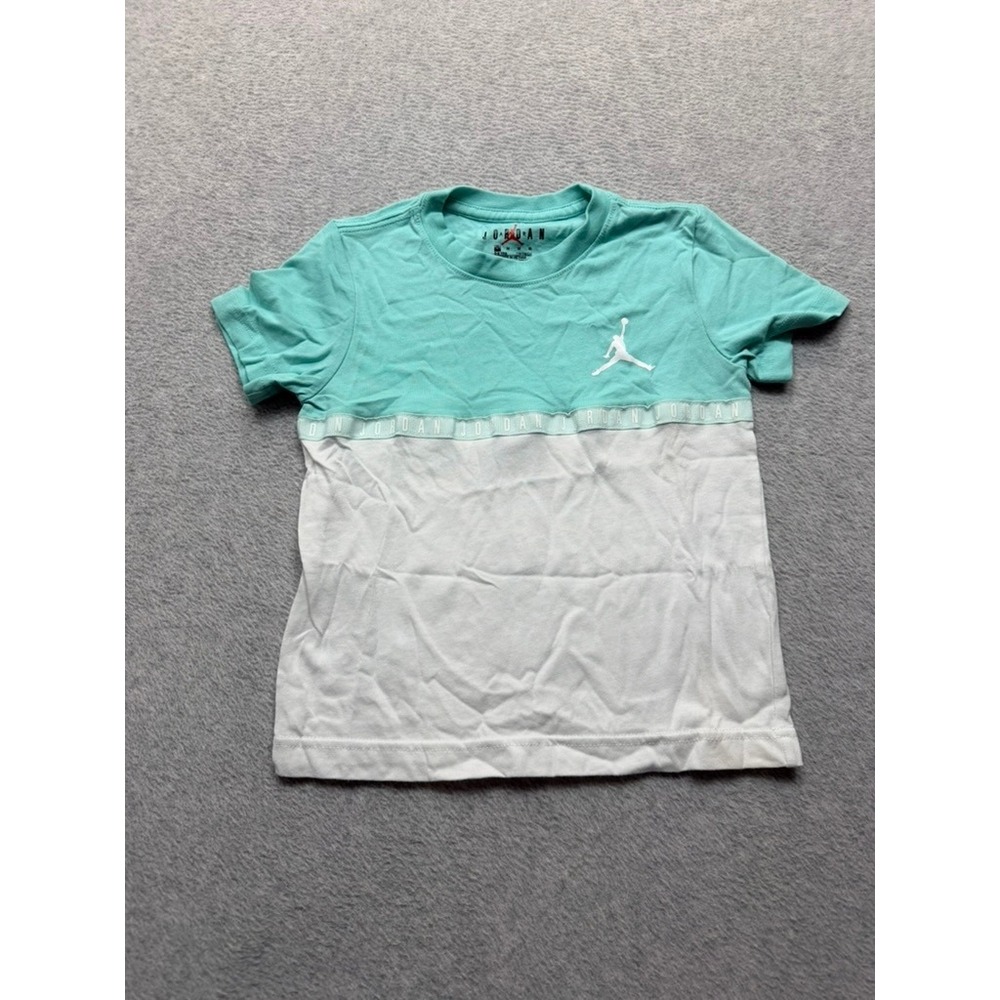 Jordan Jumpman Kids Teal White Colorblock T-Shirt Size 6 5-6 YRS